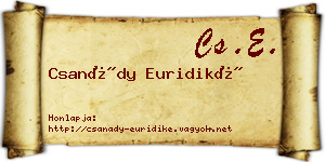 Csanády Euridiké névjegykártya